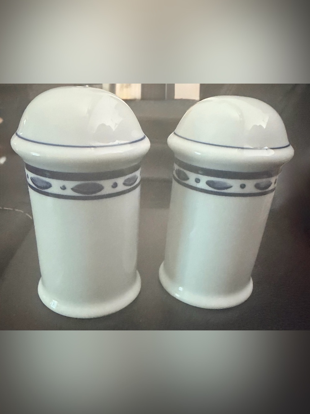 Dansk Navy Blue and White Salt and Pepper Shakers
